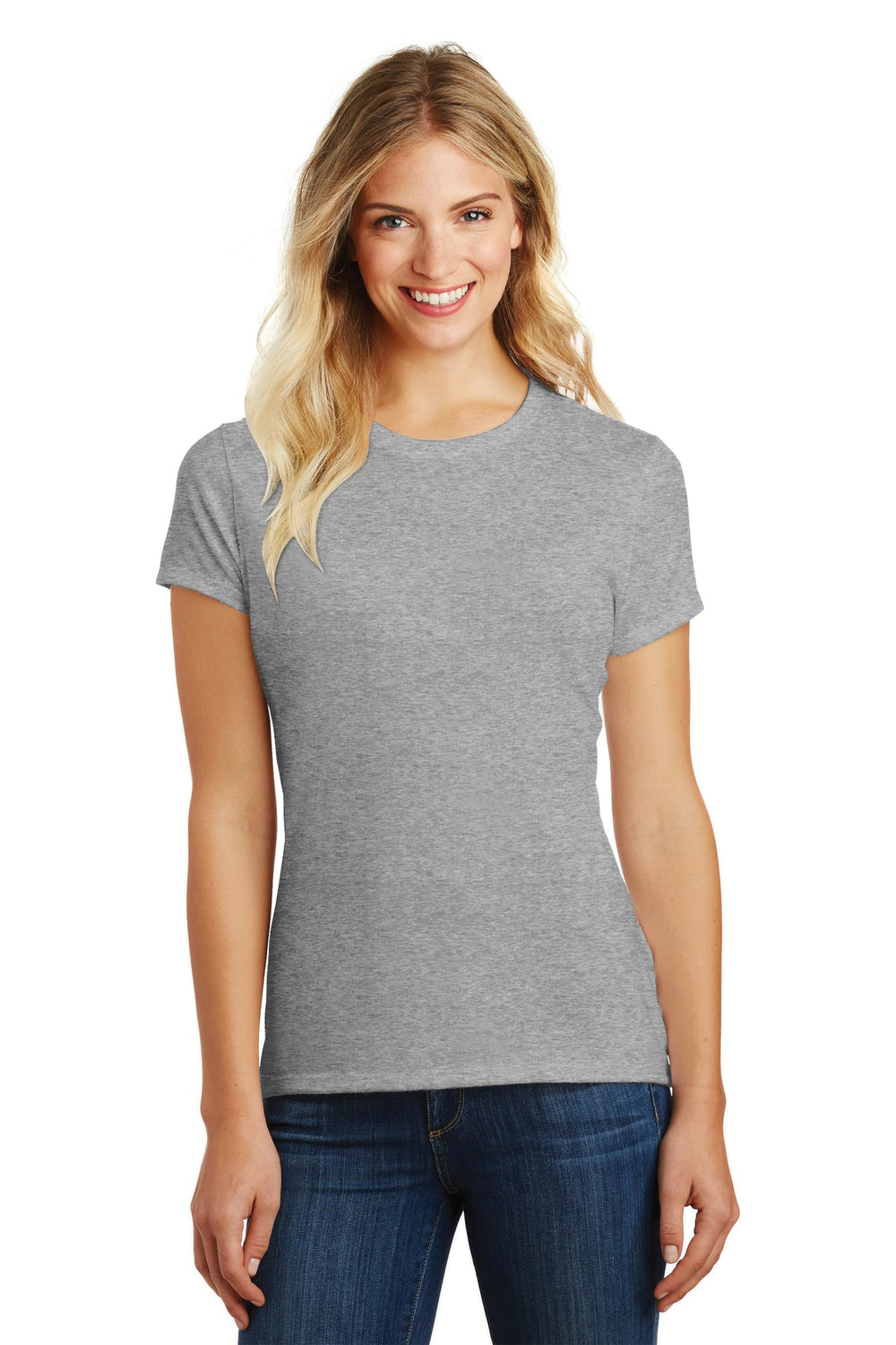 District® Women’s Perfect Blend® CVC Tee - Light Heather Grey - XS