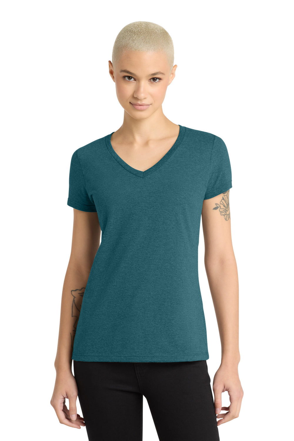 District ® Women’s Perfect Weight ® V-Neck Tee - Caribbean Blue Heather - 3XL