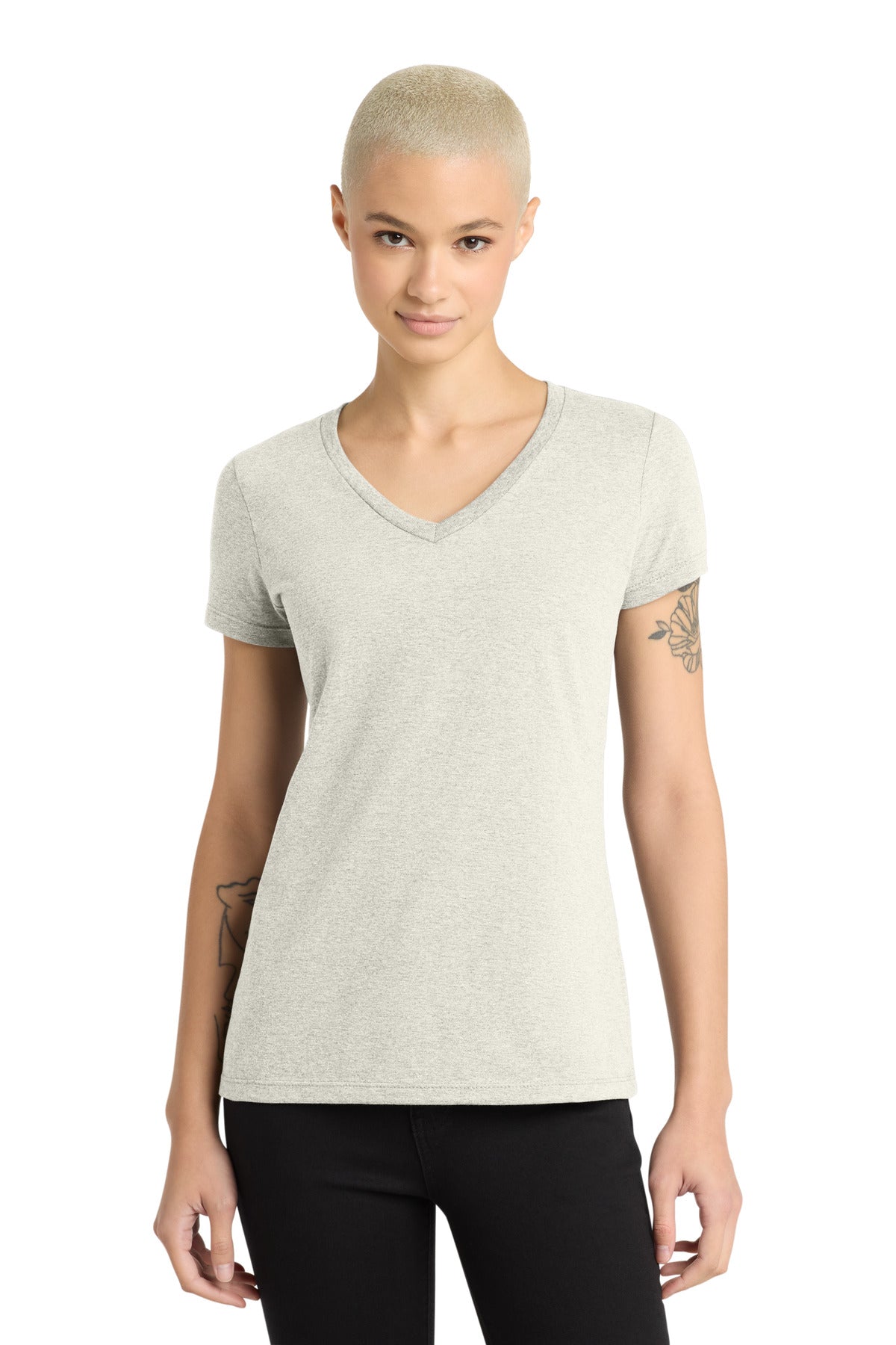 District ® Women’s Perfect Weight ® V-Neck Tee - Oatmeal Heather - 3XL