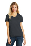 District® Women’s Perfect Blend® CVC V-Neck Tee - Charcoal - XS