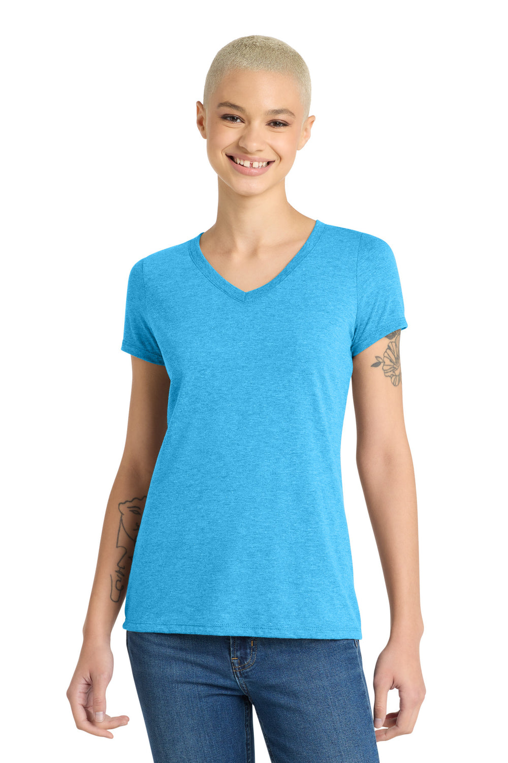 District® Women’s Perfect Tri® V-Neck Tee - Turquoise Frost - XS