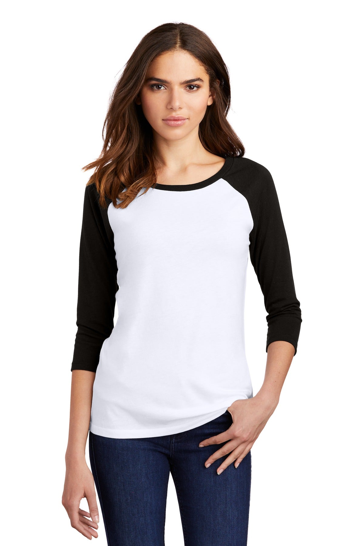 District ® Women’s Perfect Tri ® 3/4-Sleeve Raglan - Black/ White - XS