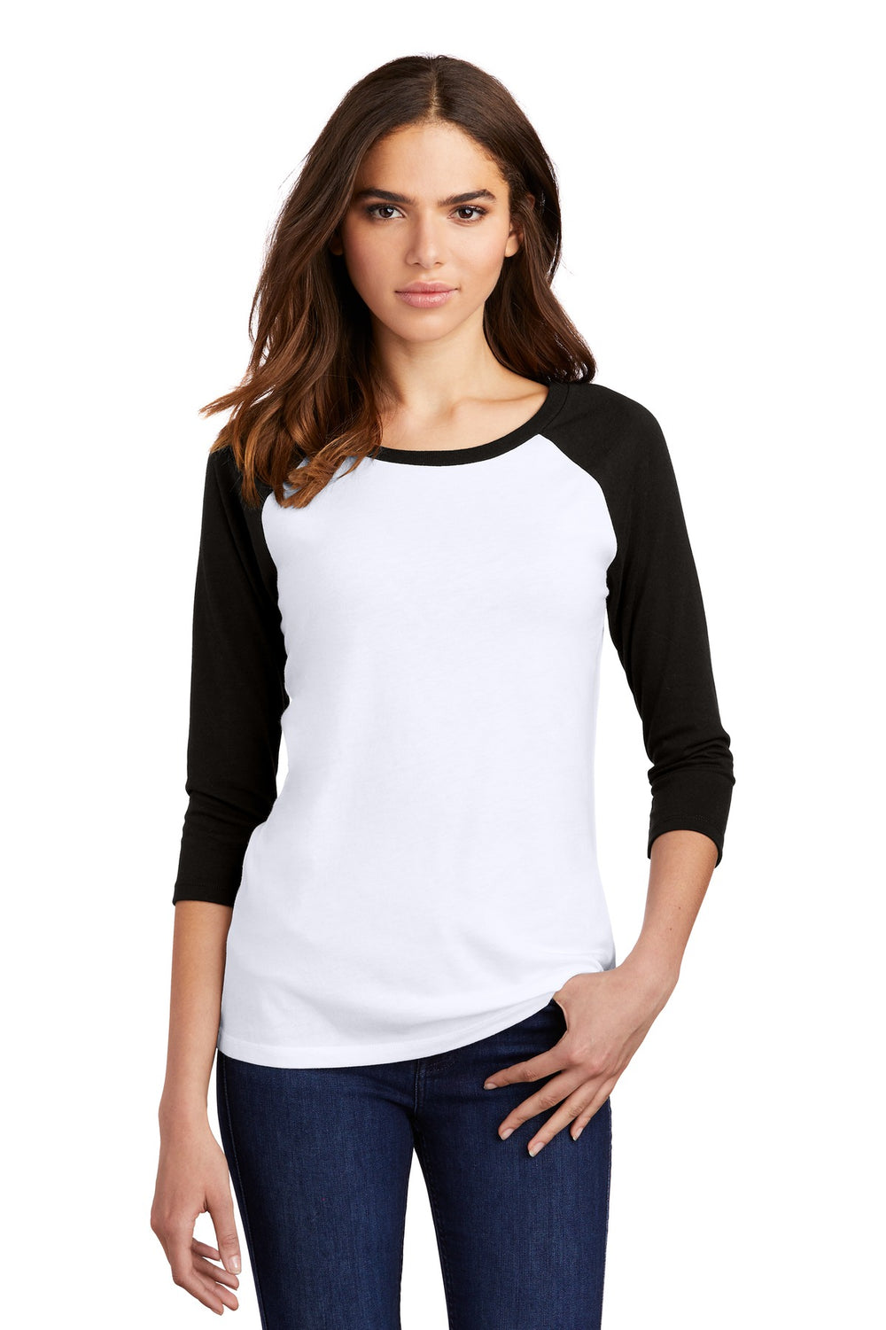 District ® Women’s Perfect Tri ® 3/4-Sleeve Raglan - Black/ White - XS