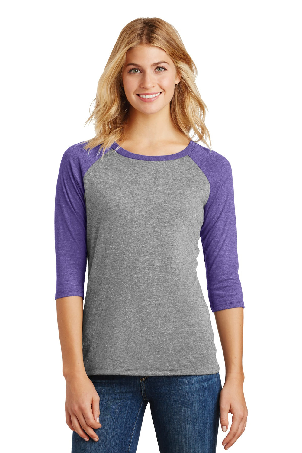 District ® Women’s Perfect Tri ® 3/4-Sleeve Raglan - Purple Frost/ Grey Frost - XS