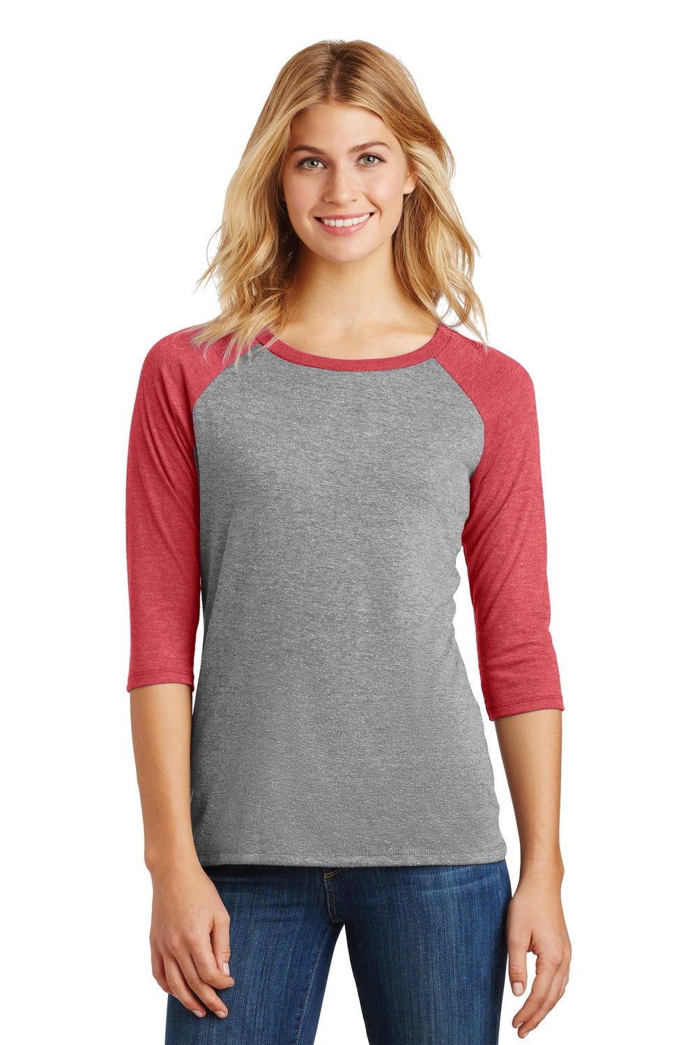 District ® Women’s Perfect Tri ® 3/4-Sleeve Raglan - Red Frost/ Grey Frost - XS