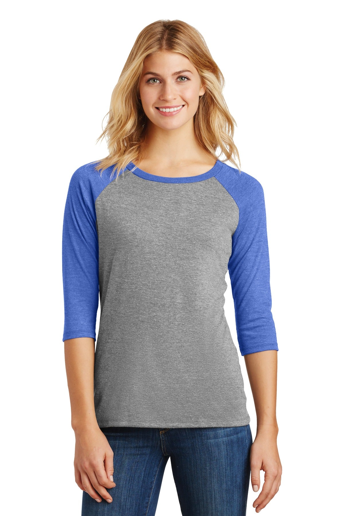 District ® Women’s Perfect Tri ® 3/4-Sleeve Raglan - Royal Frost/ Grey Frost - XS