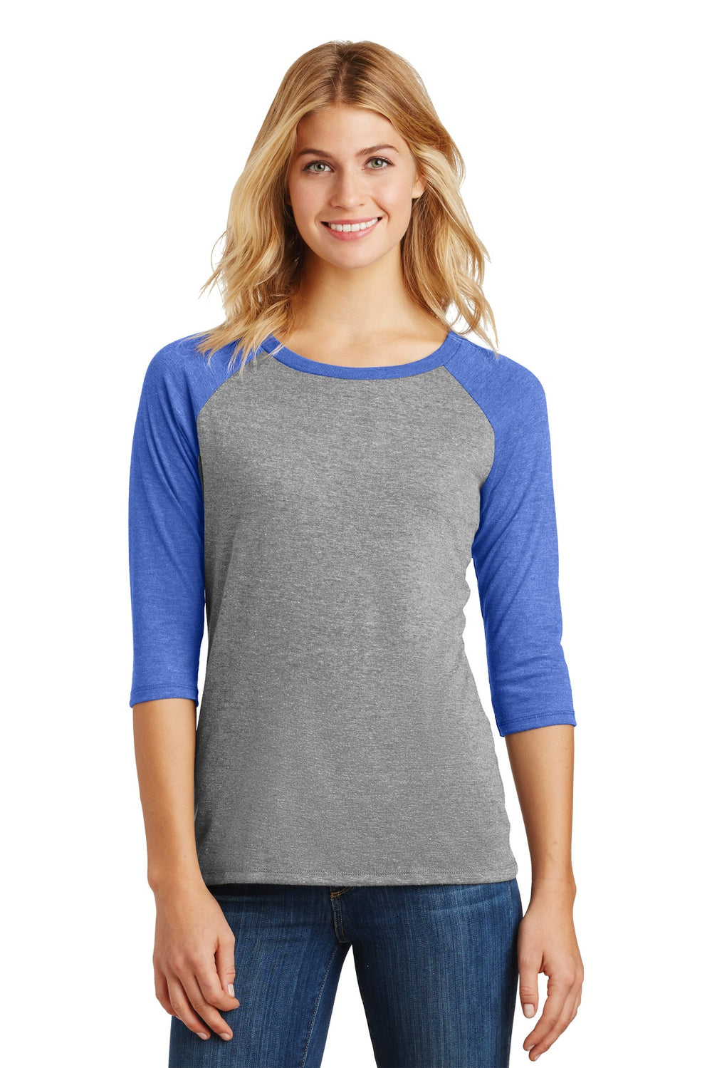 District ® Women’s Perfect Tri ® 3/4-Sleeve Raglan - Royal Frost/ Grey Frost - XS