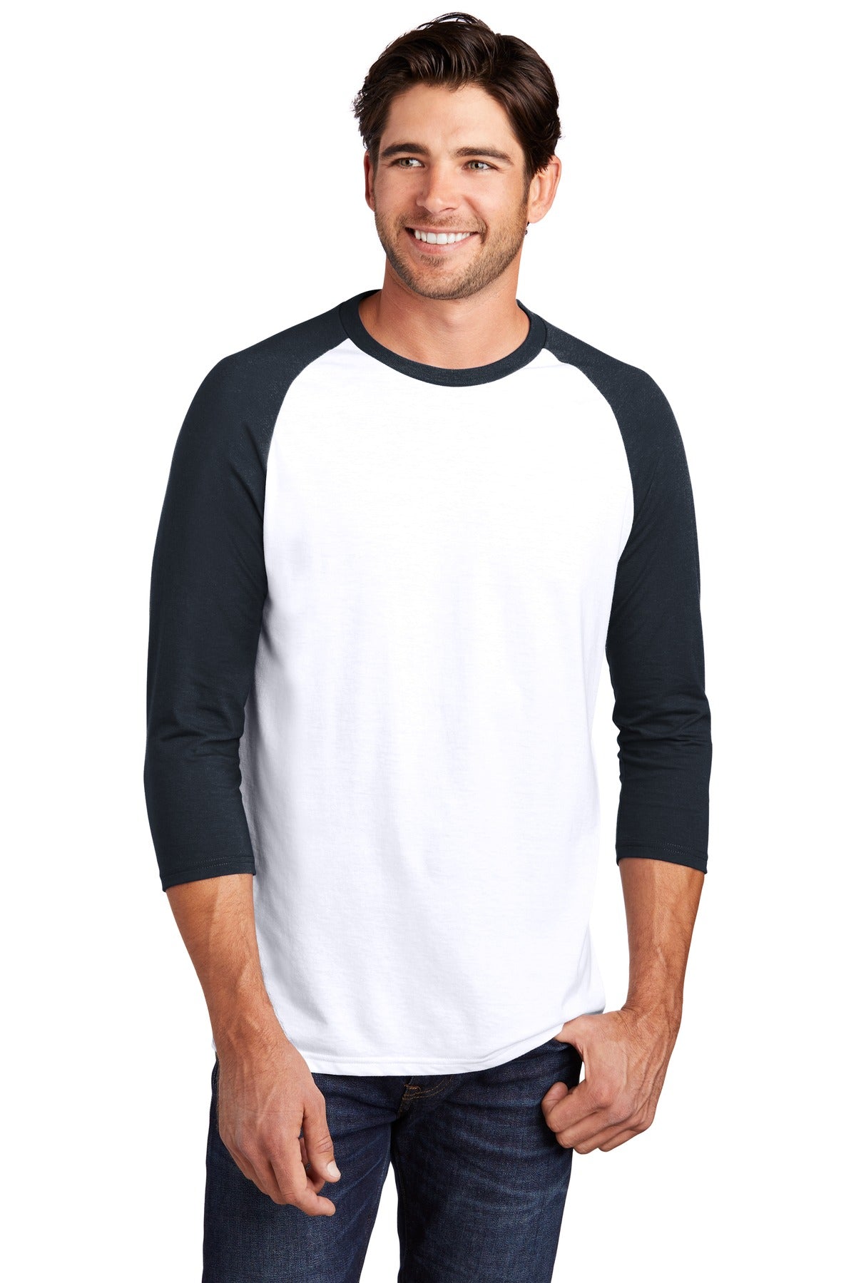 District® Perfect Tri® 3/4-Sleeve Raglan - New Navy/ White - XS