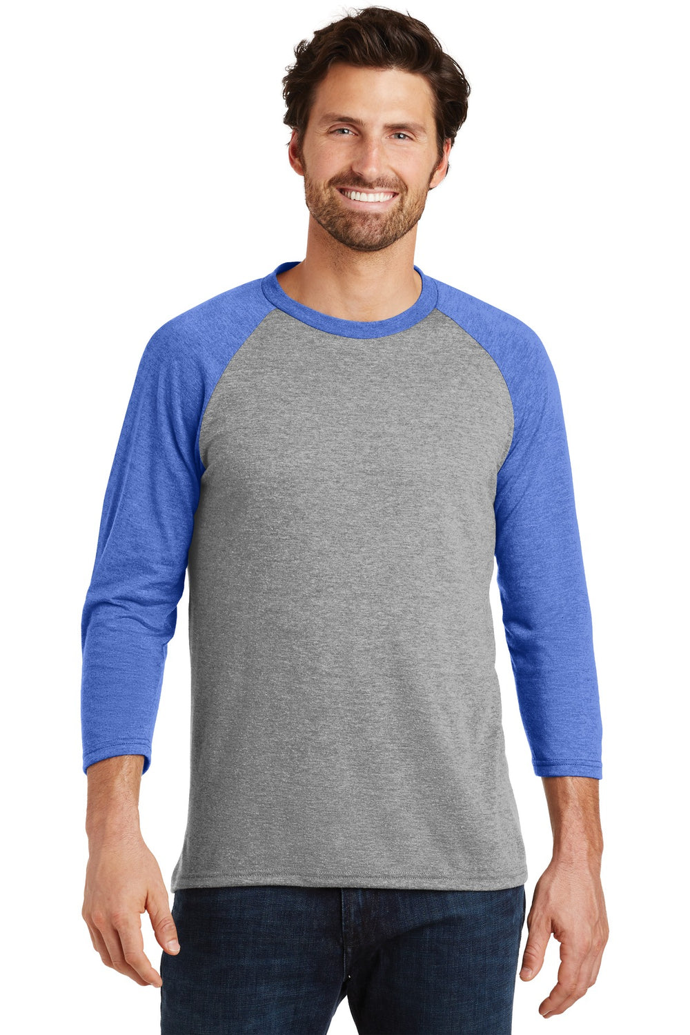 District® Perfect Tri® 3/4-Sleeve Raglan - Royal Frost/ Grey Frost - XS