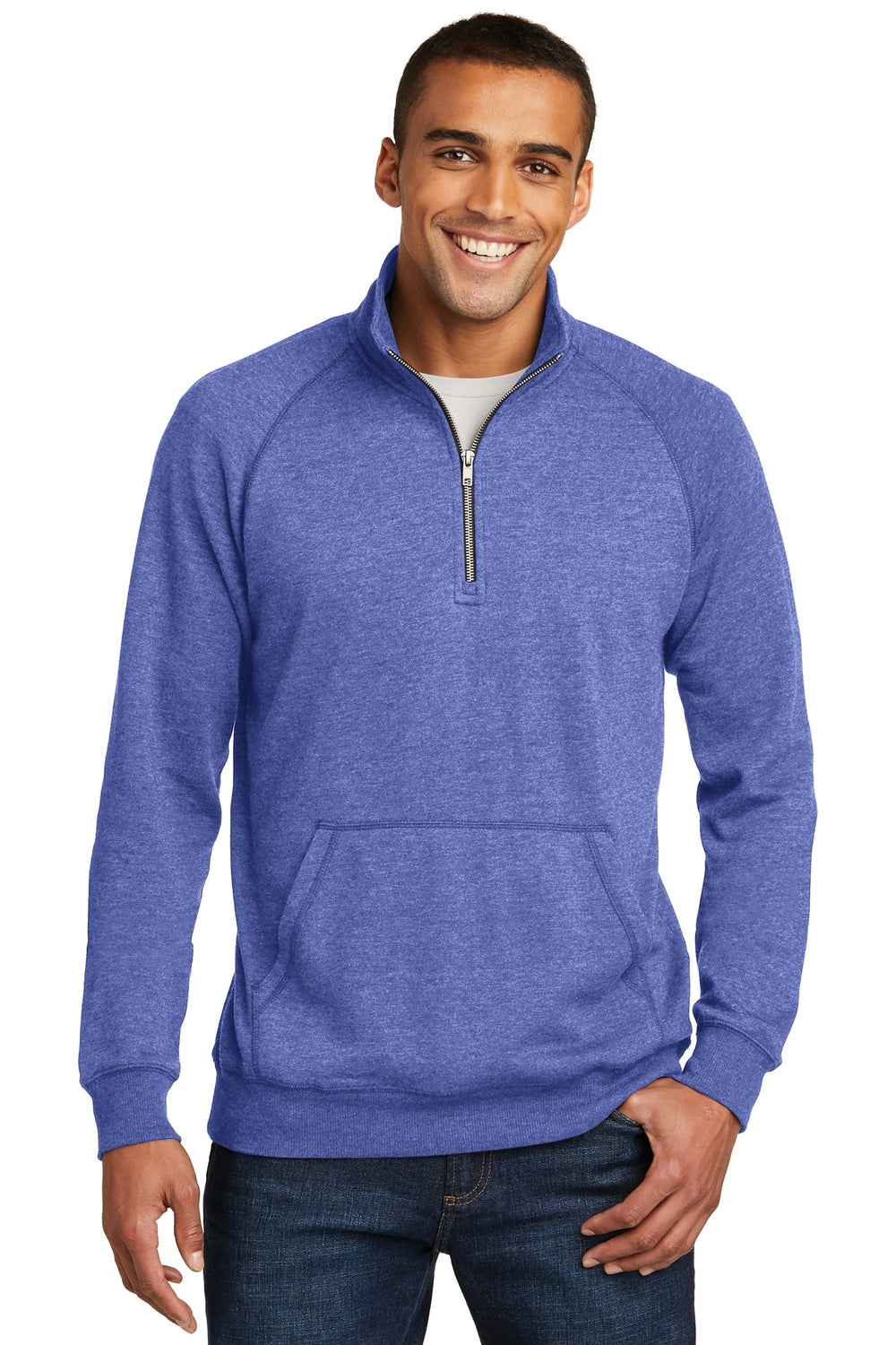 District® Lightweight Fleece 1/4-Zip - Heathered Deep Royal - XS