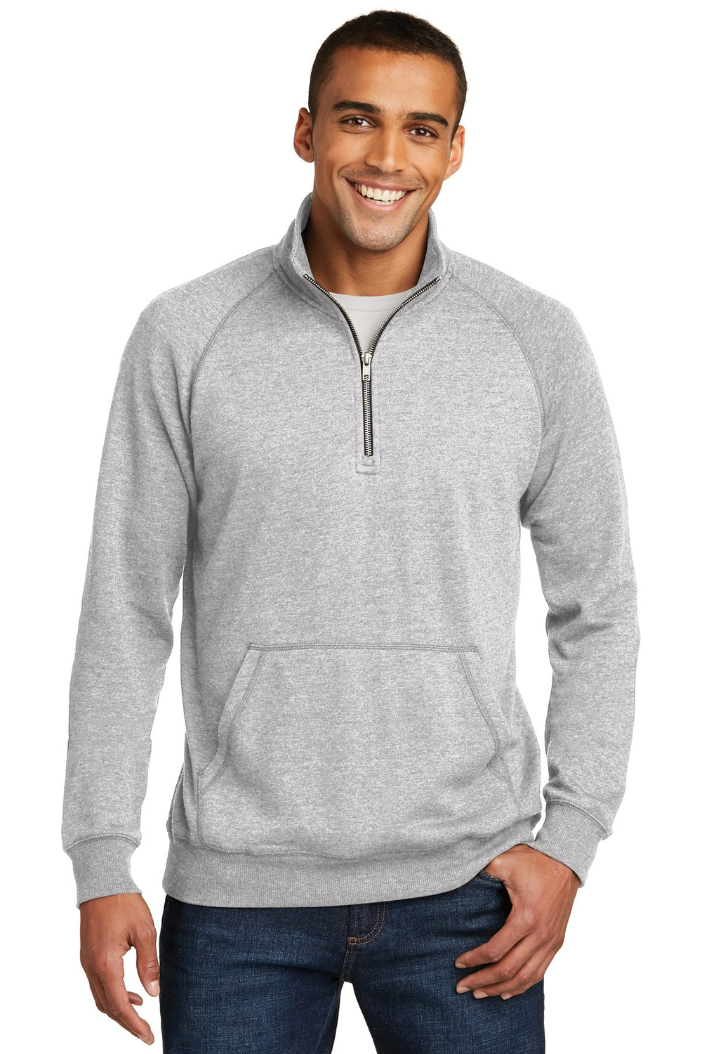 District® Lightweight Fleece 1/4-Zip - Heathered Grey - XS
