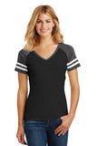 District ® Women’s Game V-Neck Tee - Black/ Heathered Charcoal - XS