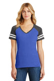 District ® Women’s Game V-Neck Tee - Heathered True Royal/ Heathered Charcoal - XS