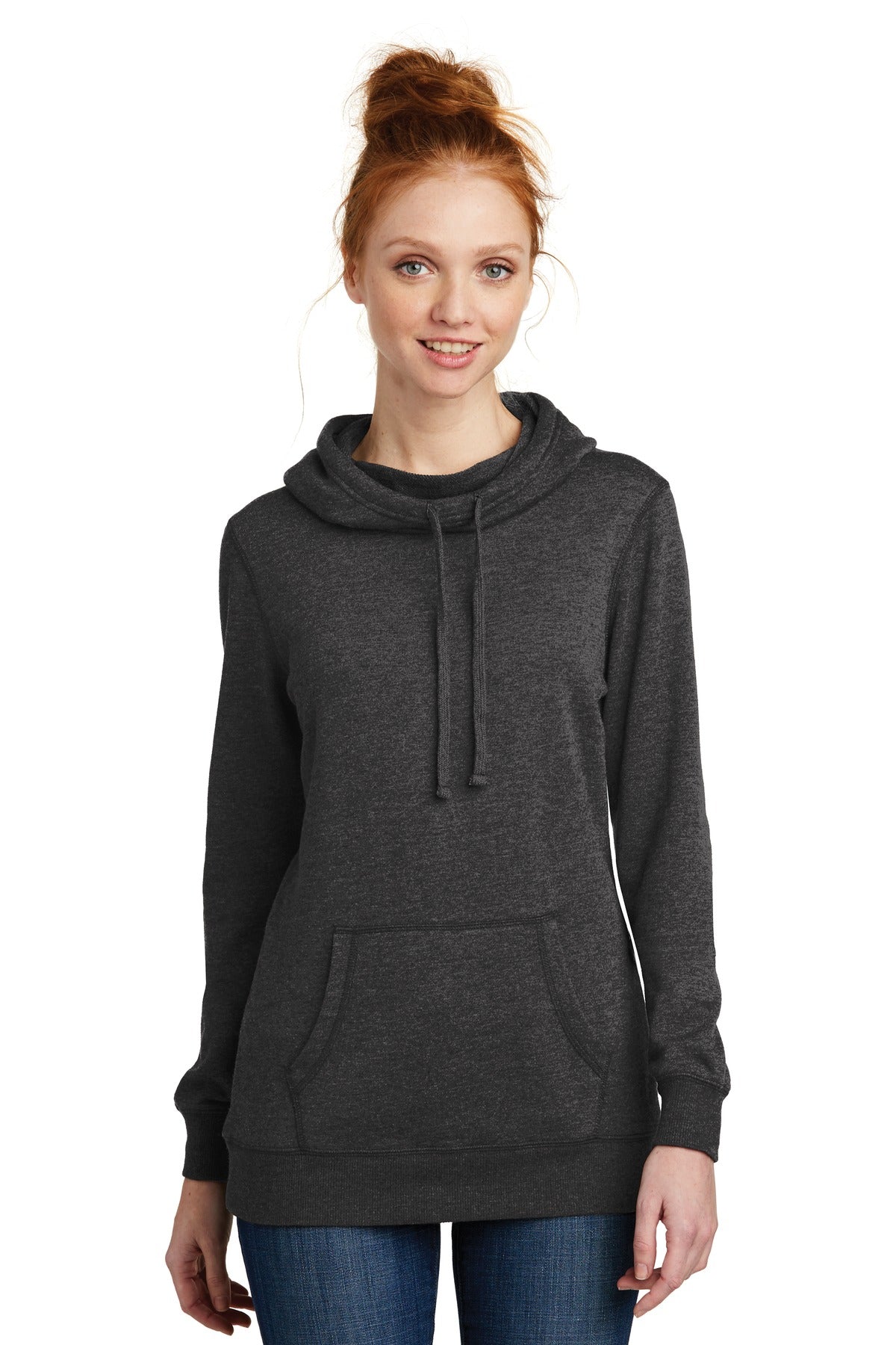 District ® Women’s Lightweight Fleece Hoodie - Heathered Black - XS