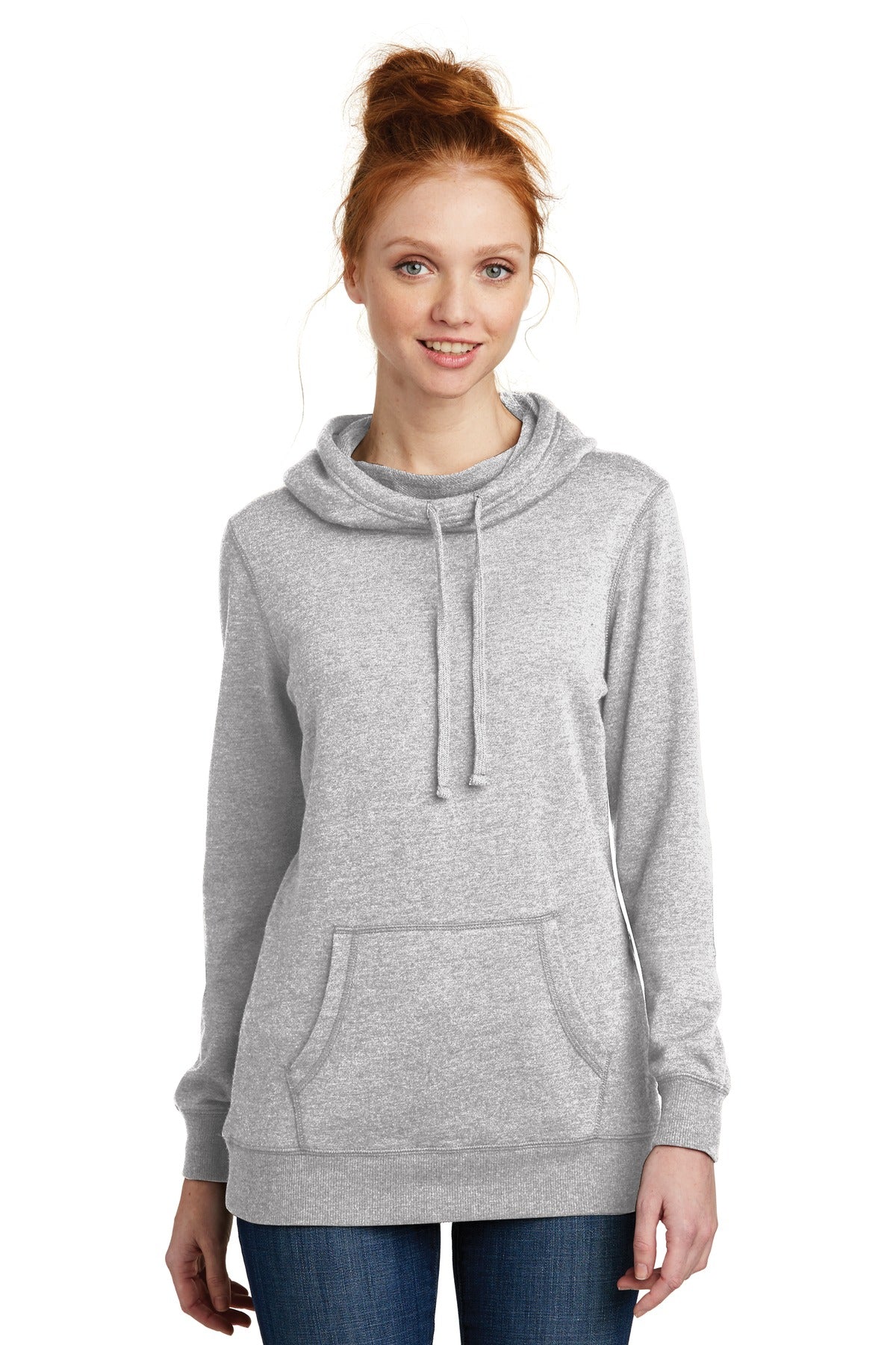 District ® Women’s Lightweight Fleece Hoodie - Heathered Grey - XS