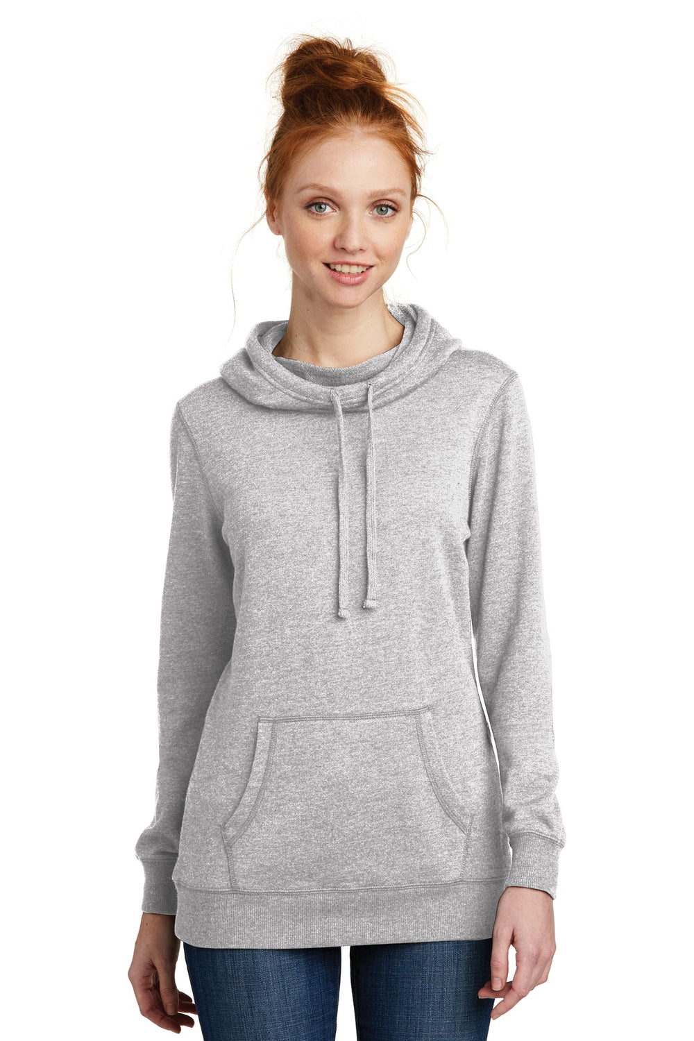District ® Women’s Lightweight Fleece Hoodie - Heathered Grey - XS