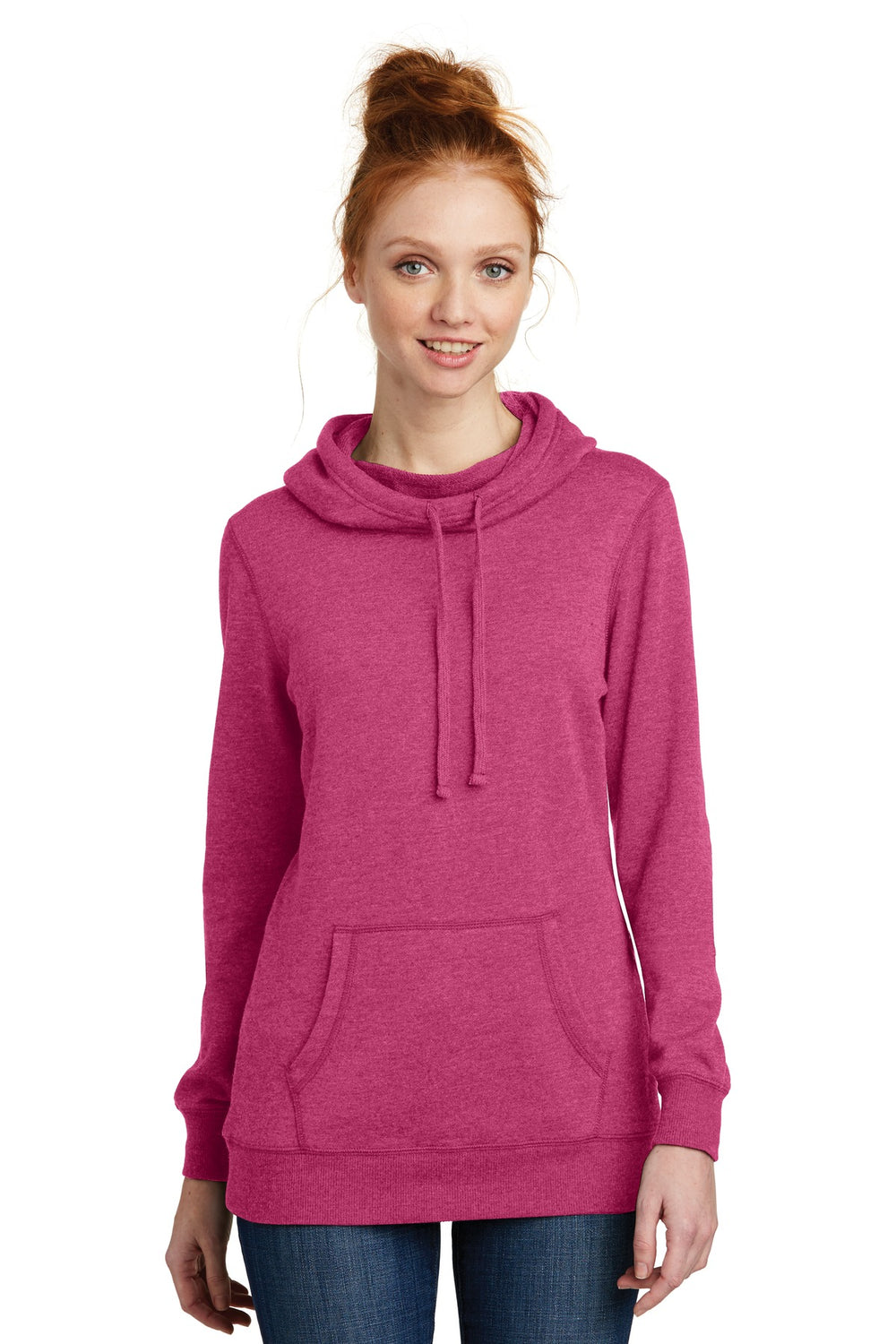 District ® Women’s Lightweight Fleece Hoodie - Heathered Pink Azalea - XS