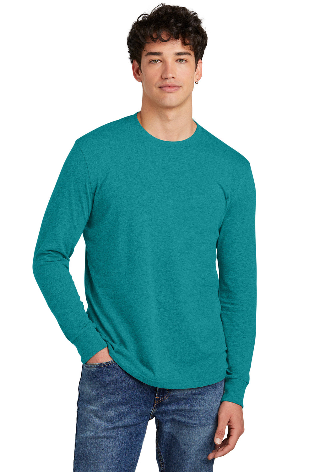 District® Perfect Blend® CVC Long Sleeve Tee - Heathered Teal - XS