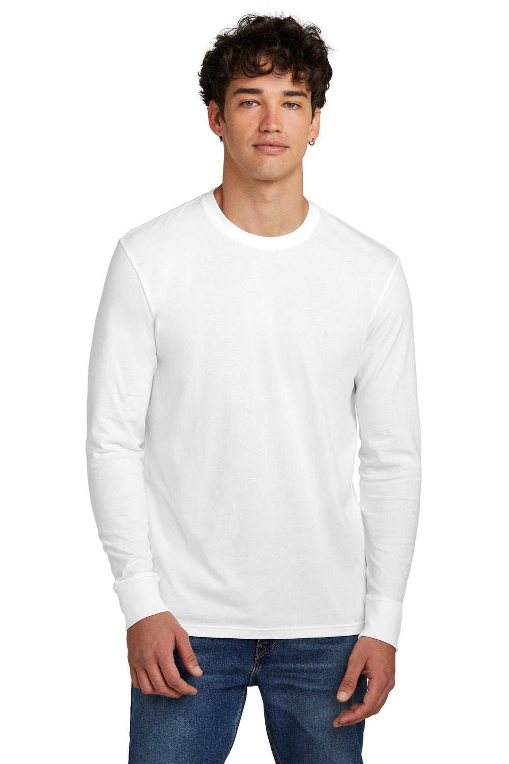 District® Perfect Blend® CVC Long Sleeve Tee - White - XS