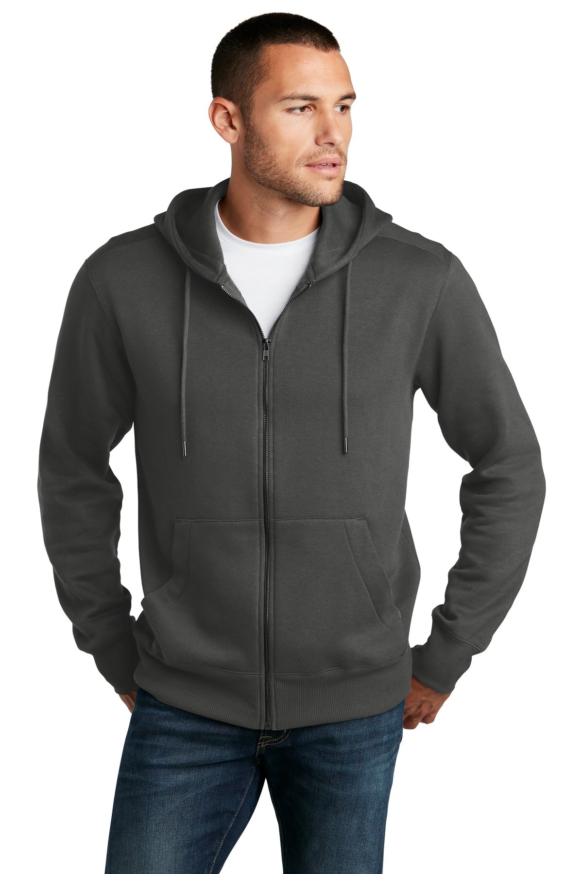 District® Perfect Weight® Fleece Full-Zip Hoodie - Charcoal - XS
