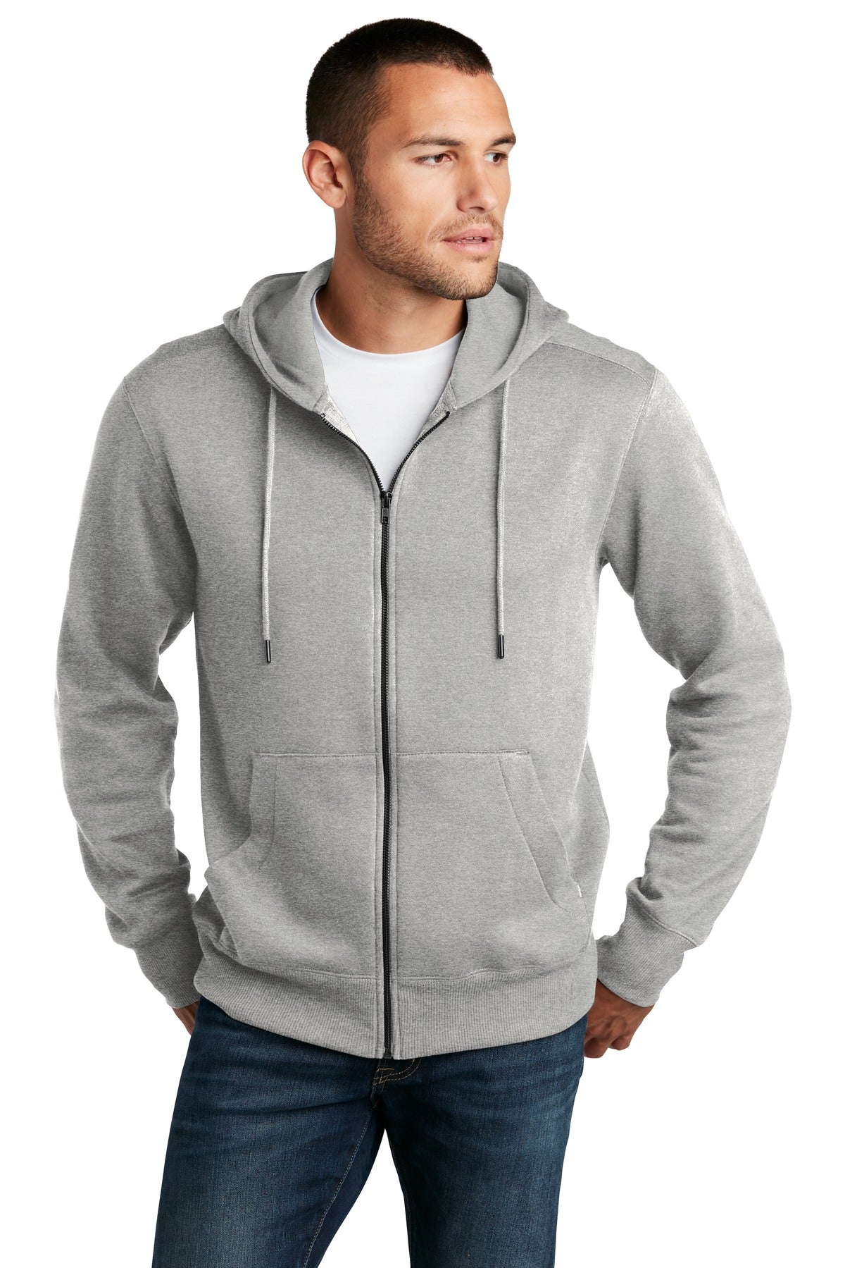 District® Perfect Weight® Fleece Full-Zip Hoodie - Heathered Steel - XS