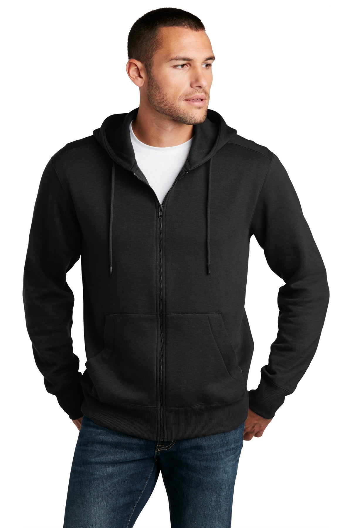 District® Perfect Weight® Fleece Full-Zip Hoodie - Jet Black - XS