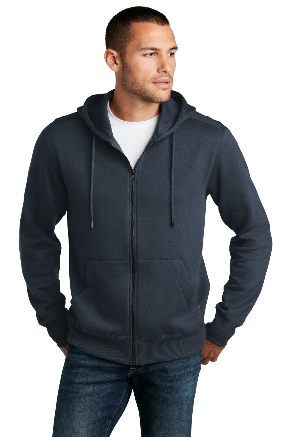 District® Perfect Weight® Fleece Full-Zip Hoodie - New Navy - XS