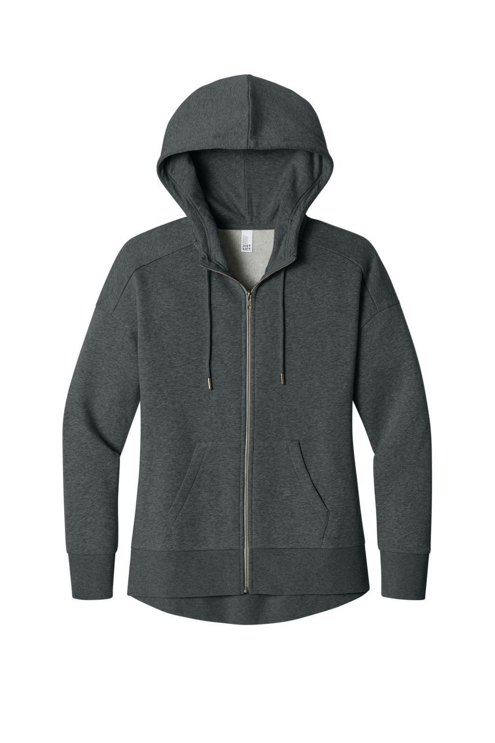 District® Women’s Perfect Weight® Fleece Drop Shoulder Full-Zip Hoodie - Heathered Charcoal - 3XL