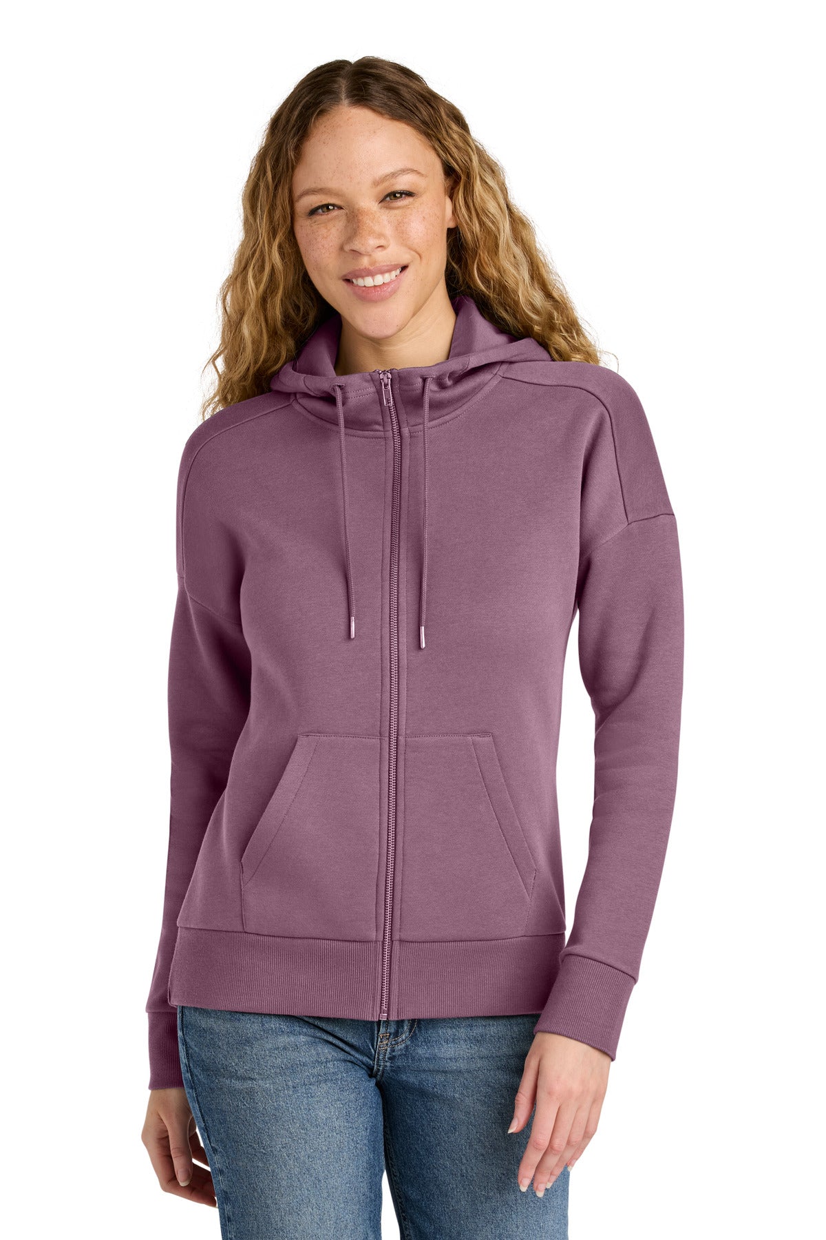 District® Women’s Perfect Weight® Fleece Drop Shoulder Full-Zip Hoodie - Orchid Haze - 3XL