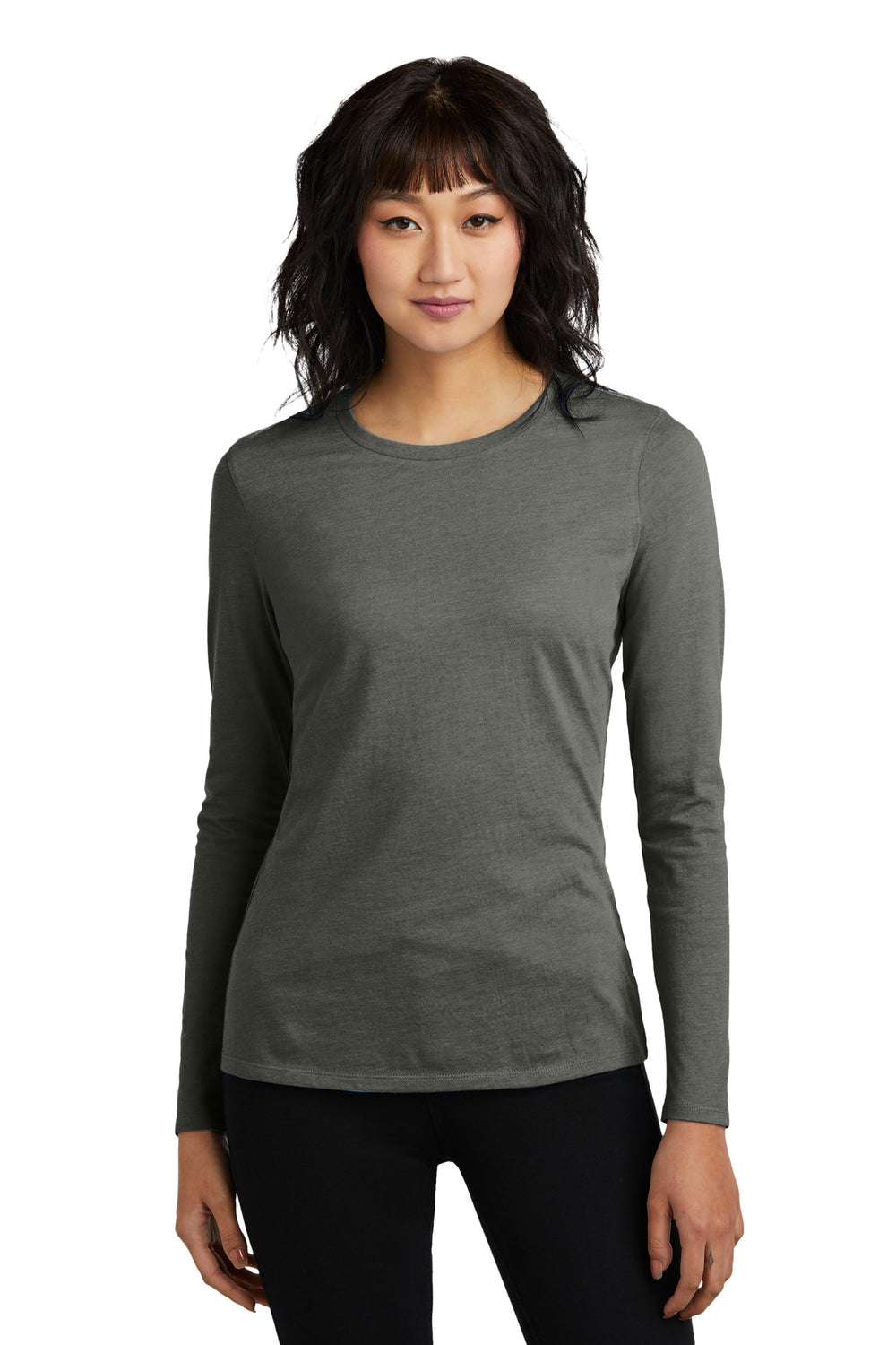 District® Women’s Perfect Blend® CVC Long Sleeve Tee - Heathered Charcoal - XS