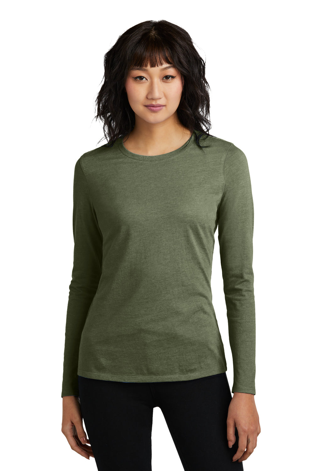 District® Women’s Perfect Blend® CVC Long Sleeve Tee - Heathered Olive - 3XL