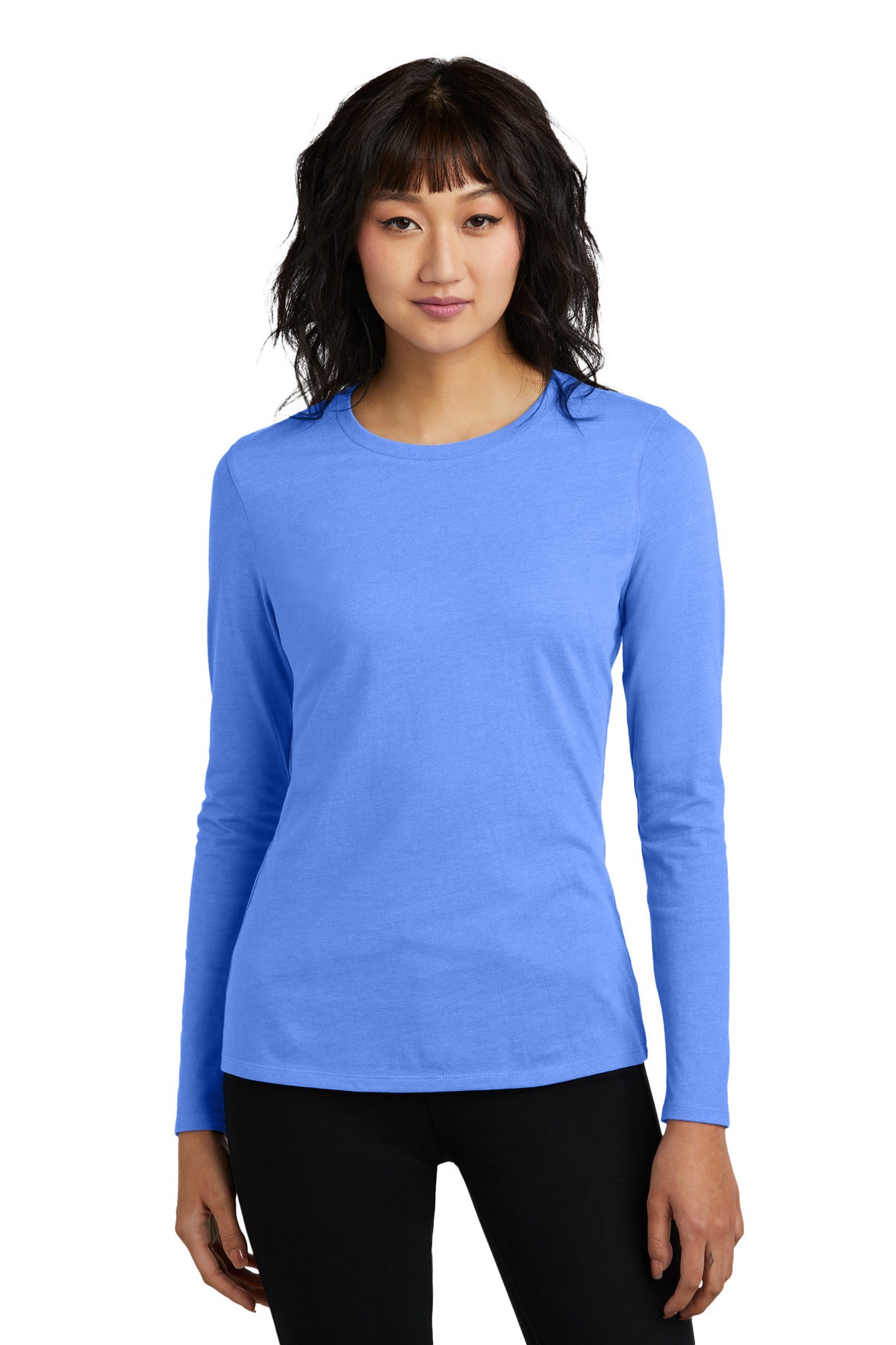 District® Women’s Perfect Blend® CVC Long Sleeve Tee - Heathered Royal - XS