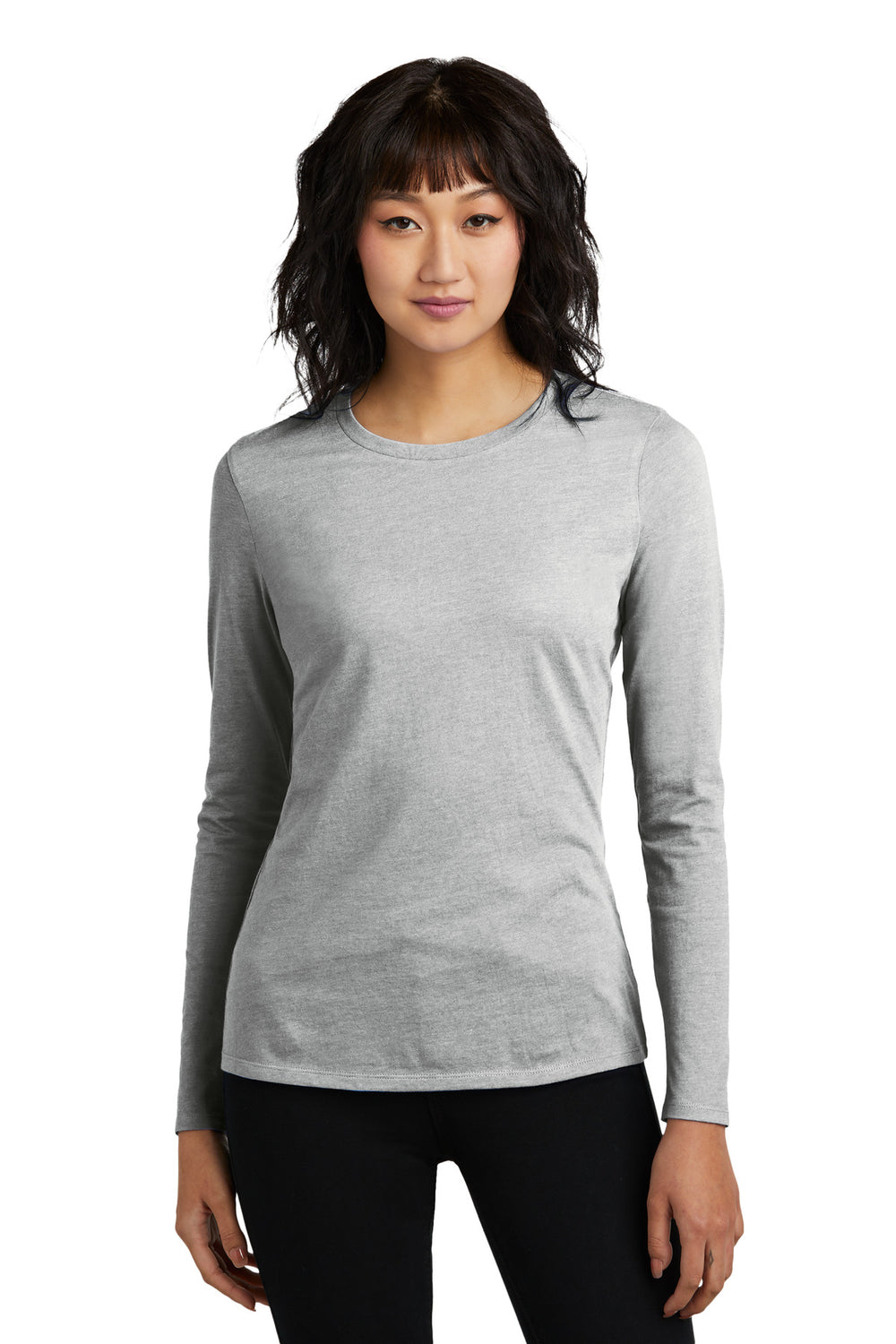District® Women’s Perfect Blend® CVC Long Sleeve Tee - Light Heather Grey - XS