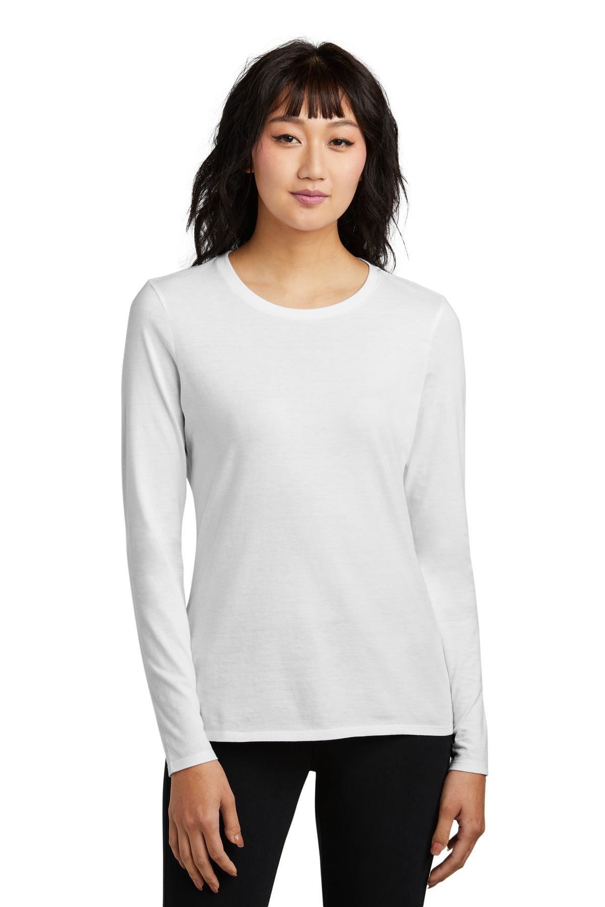 District® Women’s Perfect Blend® CVC Long Sleeve Tee - White - XS