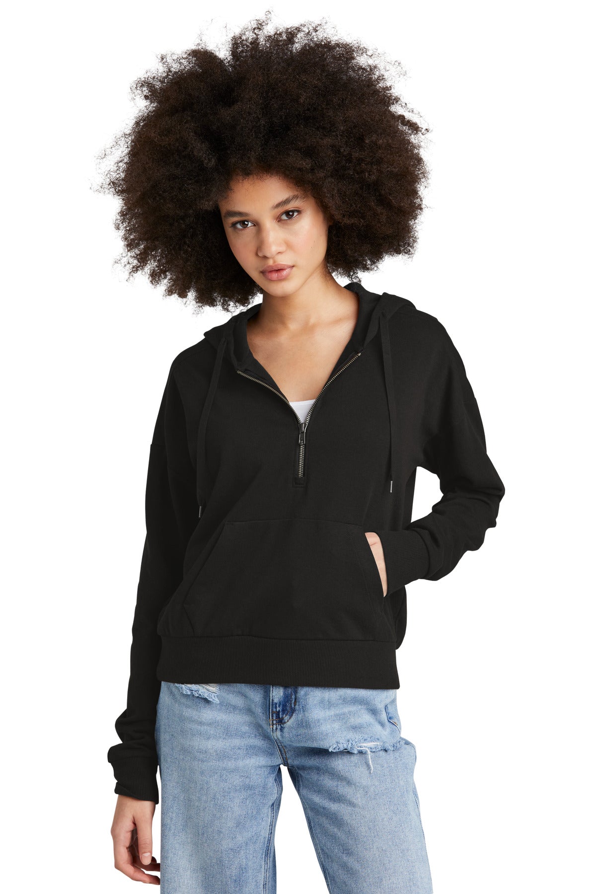 District® Women’s Perfect Tri® Fleece 1/2-Zip Pullover - Black - XS