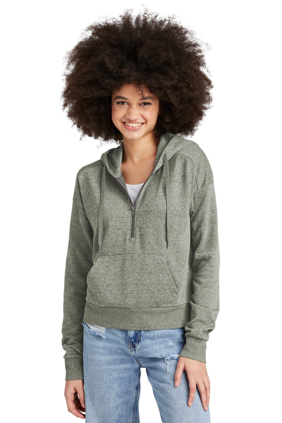 District® Women’s Perfect Tri® Fleece 1/2-Zip Pullover - Grey Frost - XS