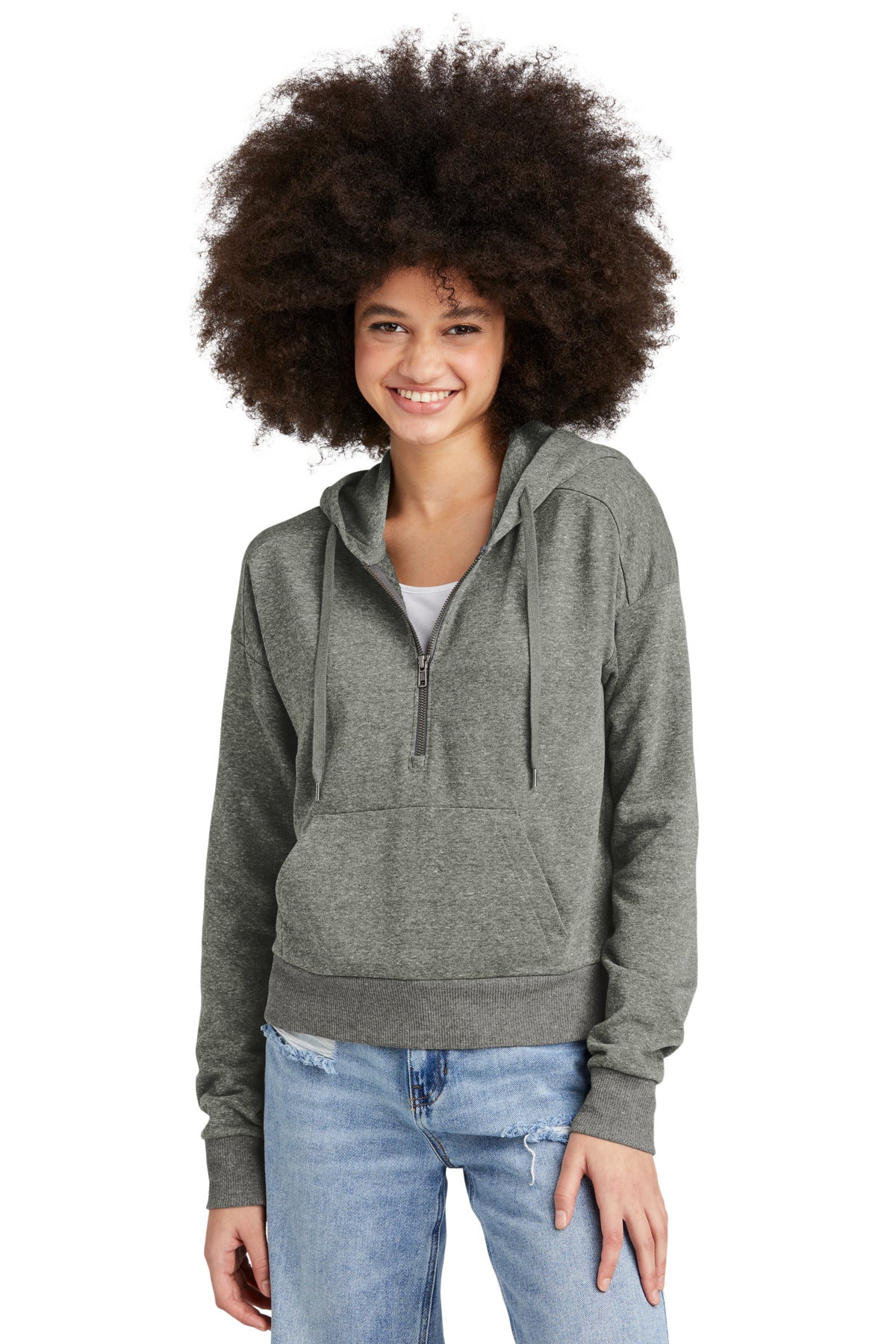 District® Women’s Perfect Tri® Fleece 1/2-Zip Pullover - Heathered Charcoal - XS