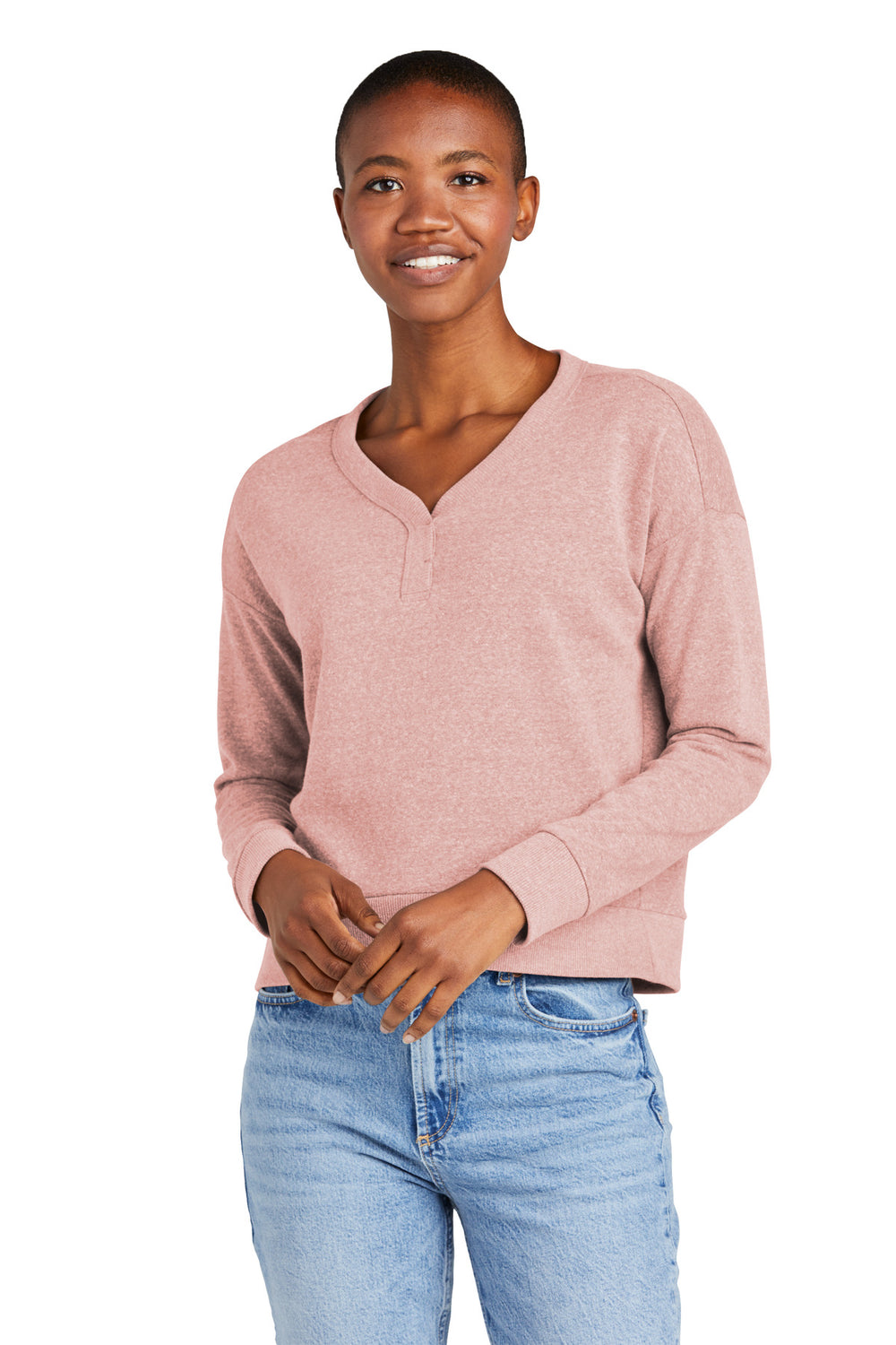 District® Women’s Perfect Tri® Fleece V-Neck Sweatshirt - Blush Frost - XS