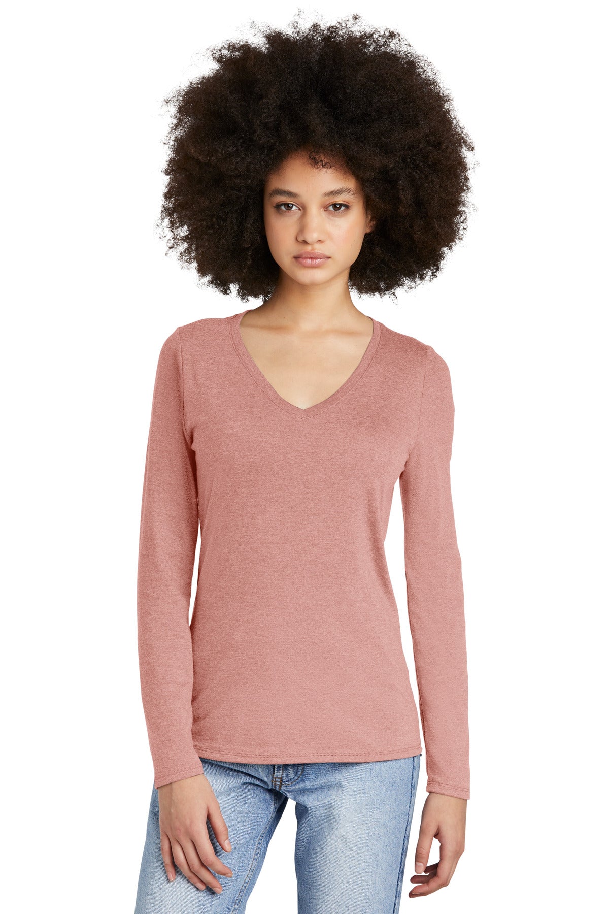 District® Women’s Perfect Tri® Long Sleeve V-Neck Tee - Blush Frost - XS