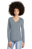 District® Women’s Perfect Tri® Long Sleeve V-Neck Tee - Flint Blue Heather - XS