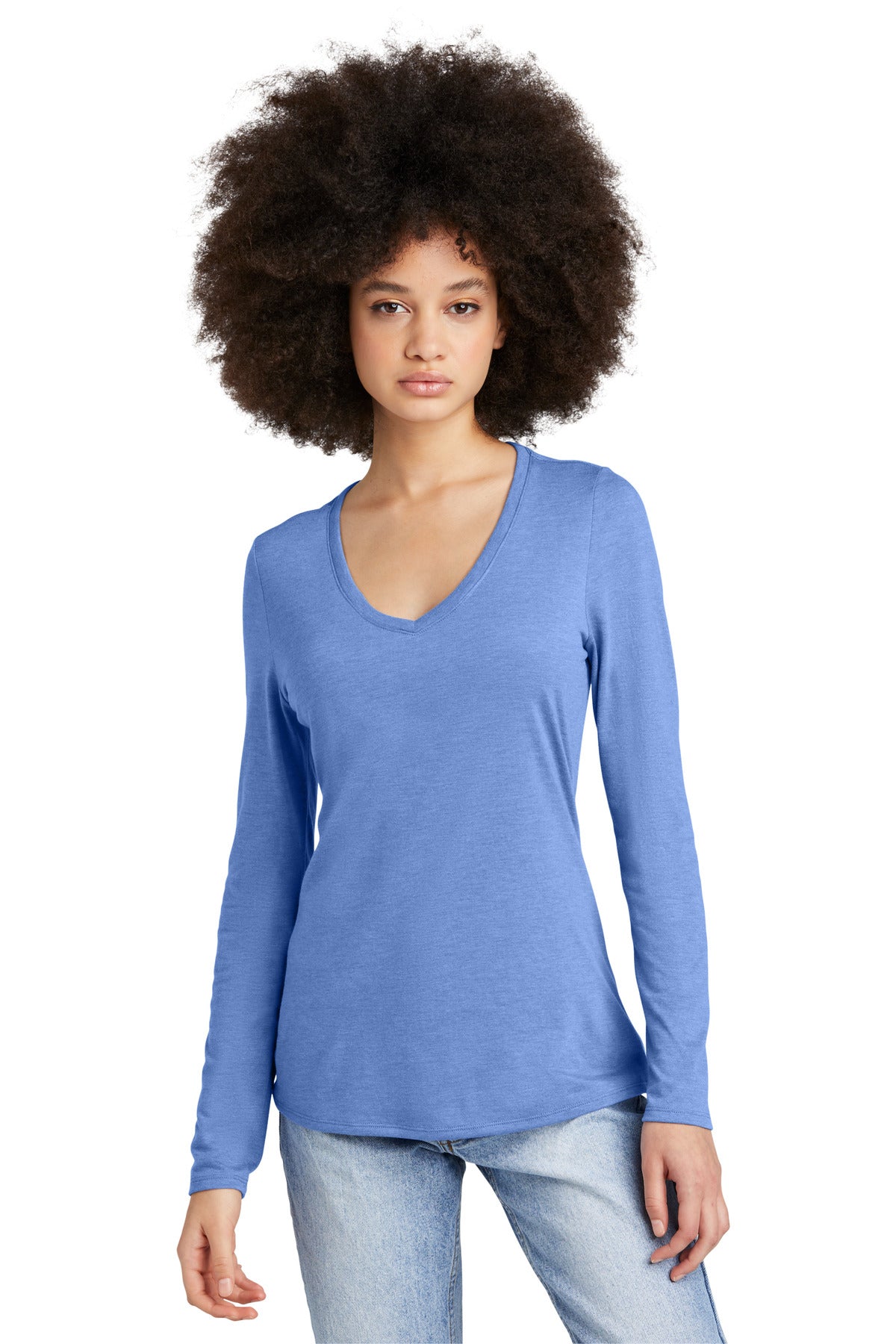 District® Women’s Perfect Tri® Long Sleeve V-Neck Tee - Maritime Frost - XS