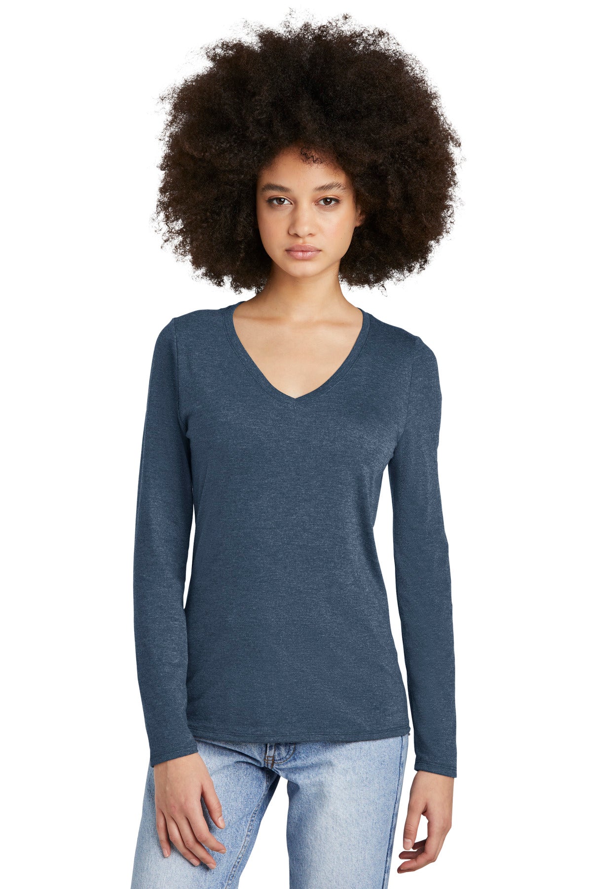 District® Women’s Perfect Tri® Long Sleeve V-Neck Tee - Navy Frost - XS