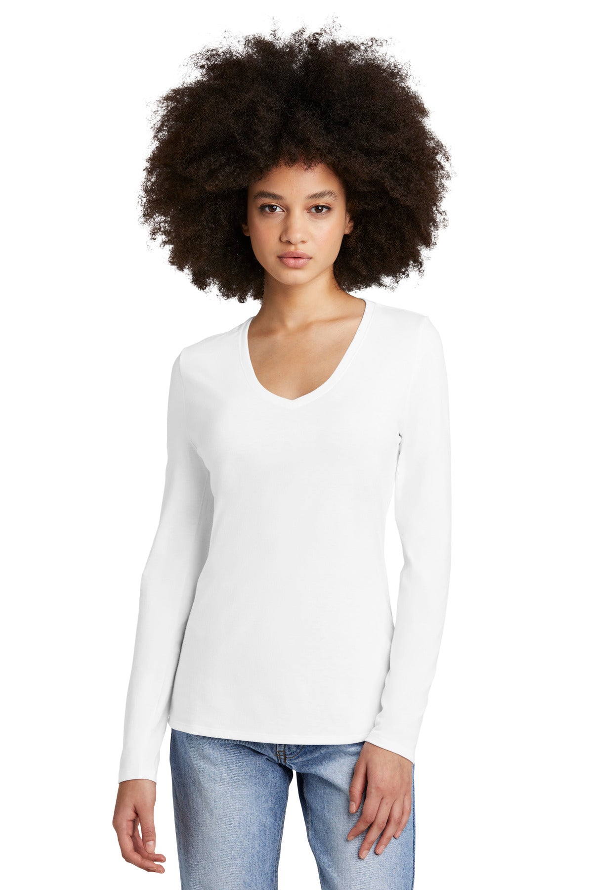 District® Women’s Perfect Tri® Long Sleeve V-Neck Tee - White - XS