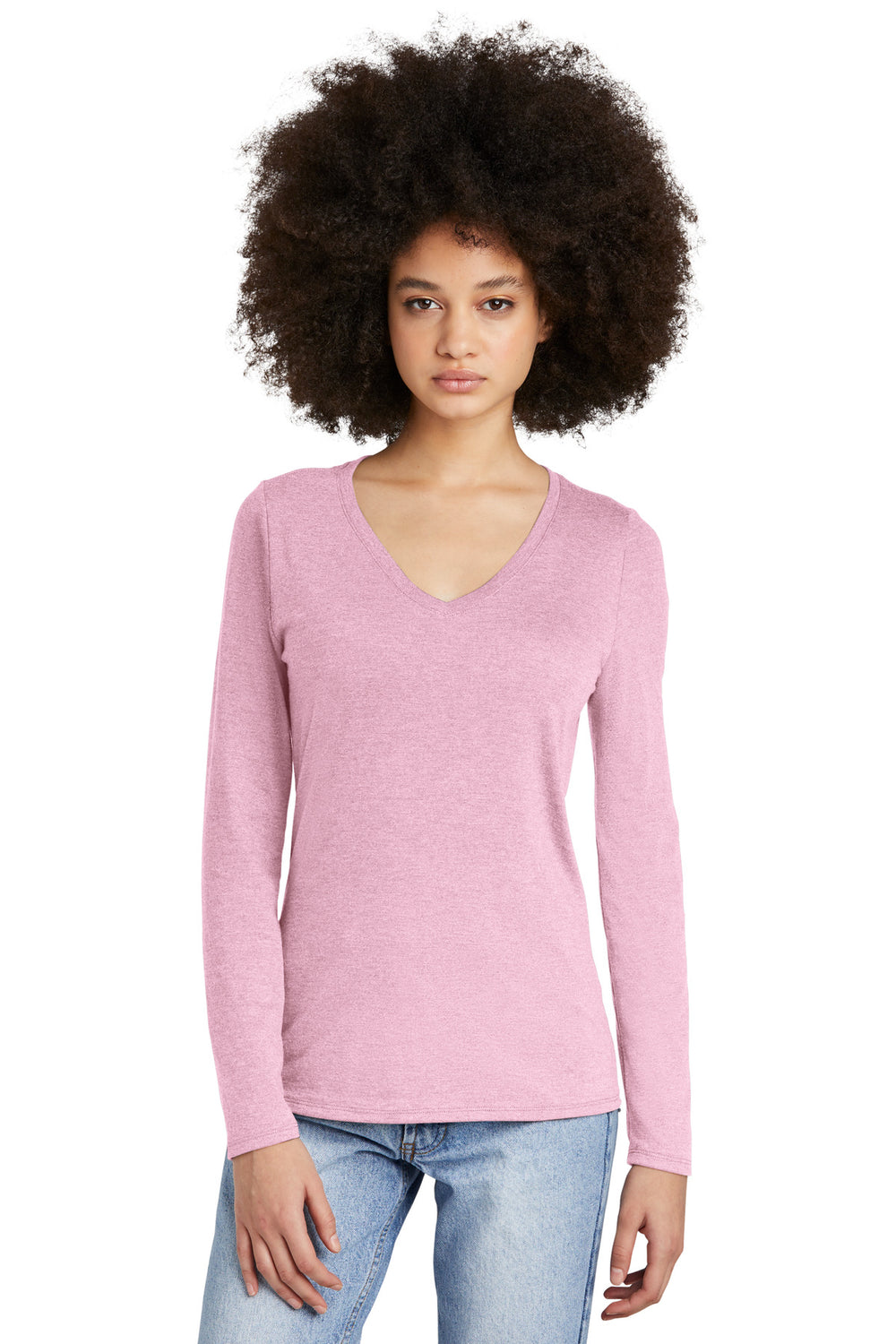 District® Women’s Perfect Tri® Long Sleeve V-Neck Tee - Wisteria Heather - XS