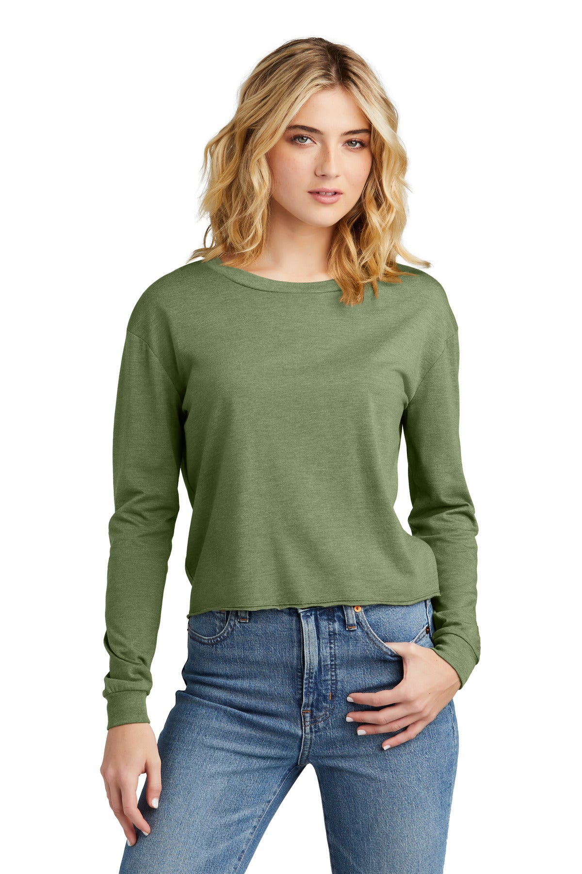 District® Women’s Perfect Tri® Midi Long Sleeve Tee - Military Green Frost - XS