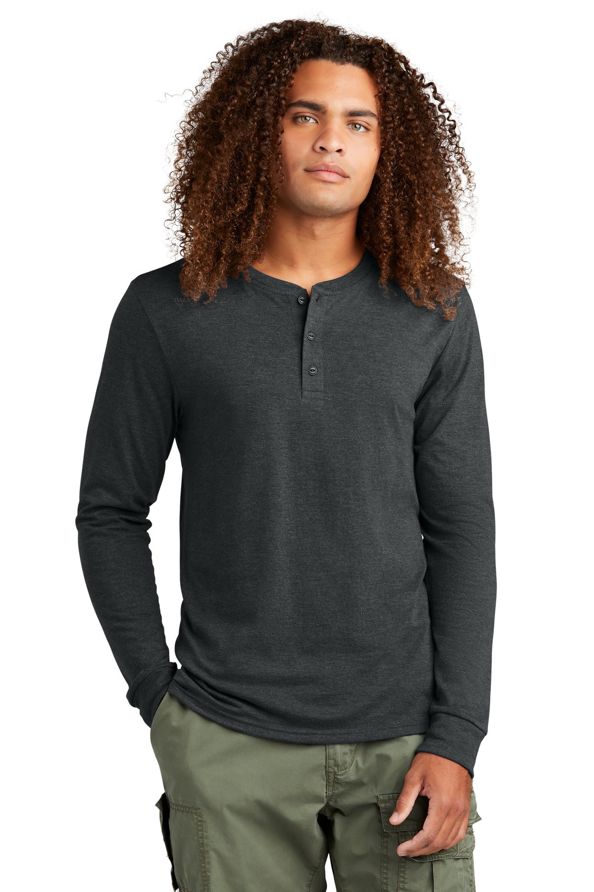 District® Perfect Tri® Long Sleeve Henley - Black Frost - XS