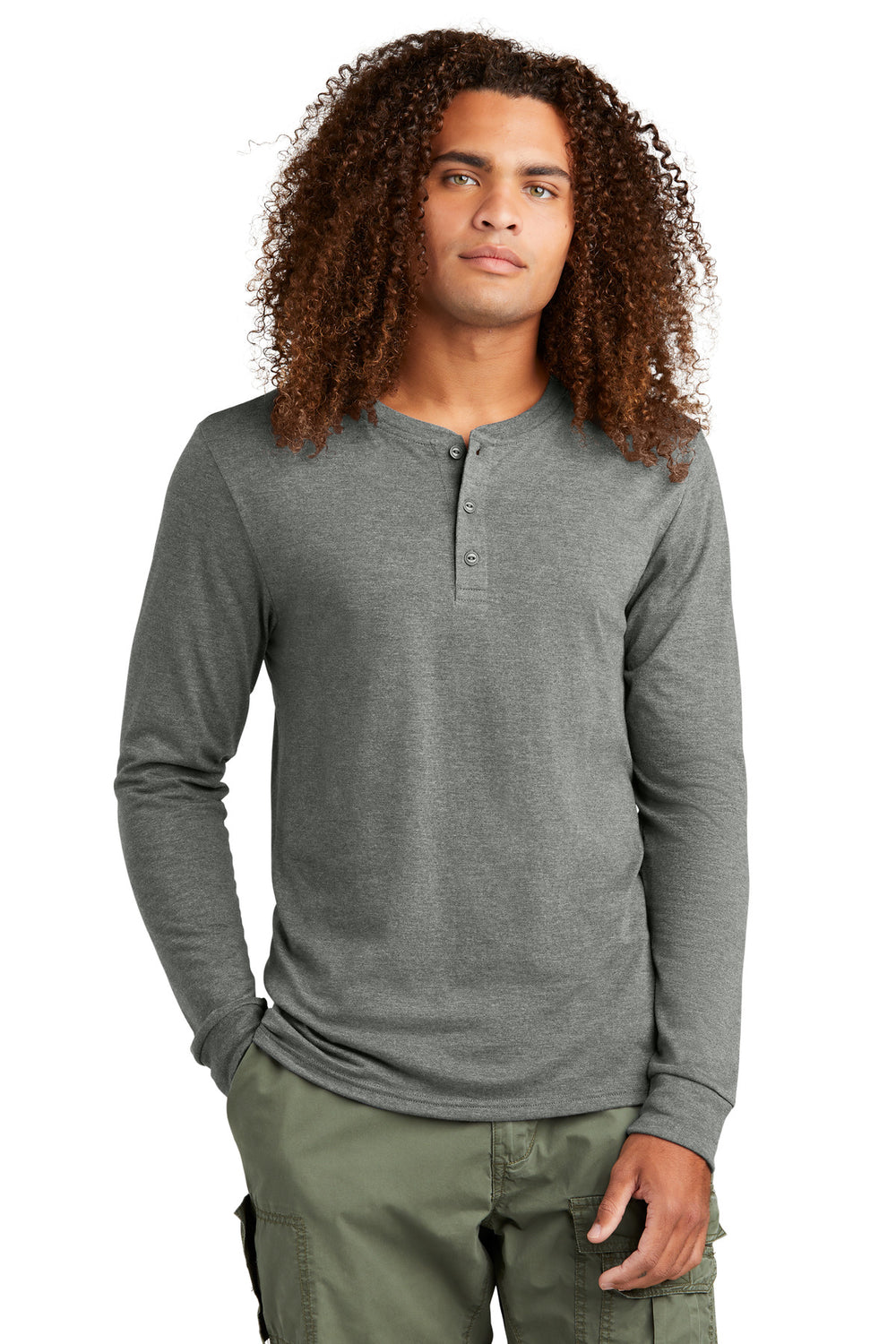 District® Perfect Tri® Long Sleeve Henley - Heathered Charcoal - XS
