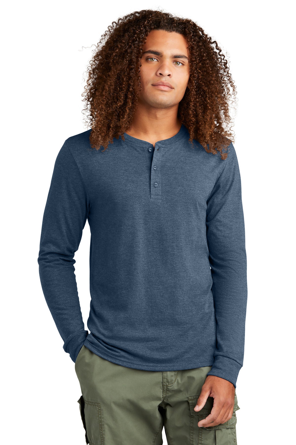 District® Perfect Tri® Long Sleeve Henley - Navy Frost - XS
