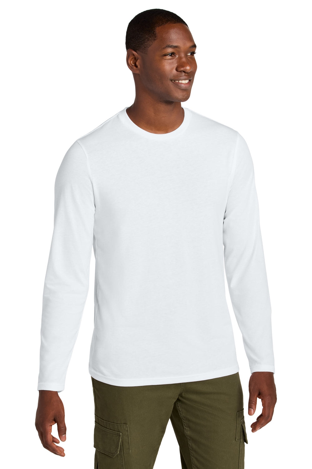 District® Perfect Weight® CVC Long Sleeve Tee - Bright White - XS