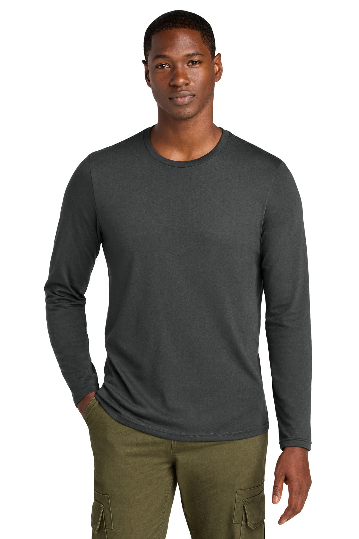 District® Perfect Weight® CVC Long Sleeve Tee - Charcoal - XS